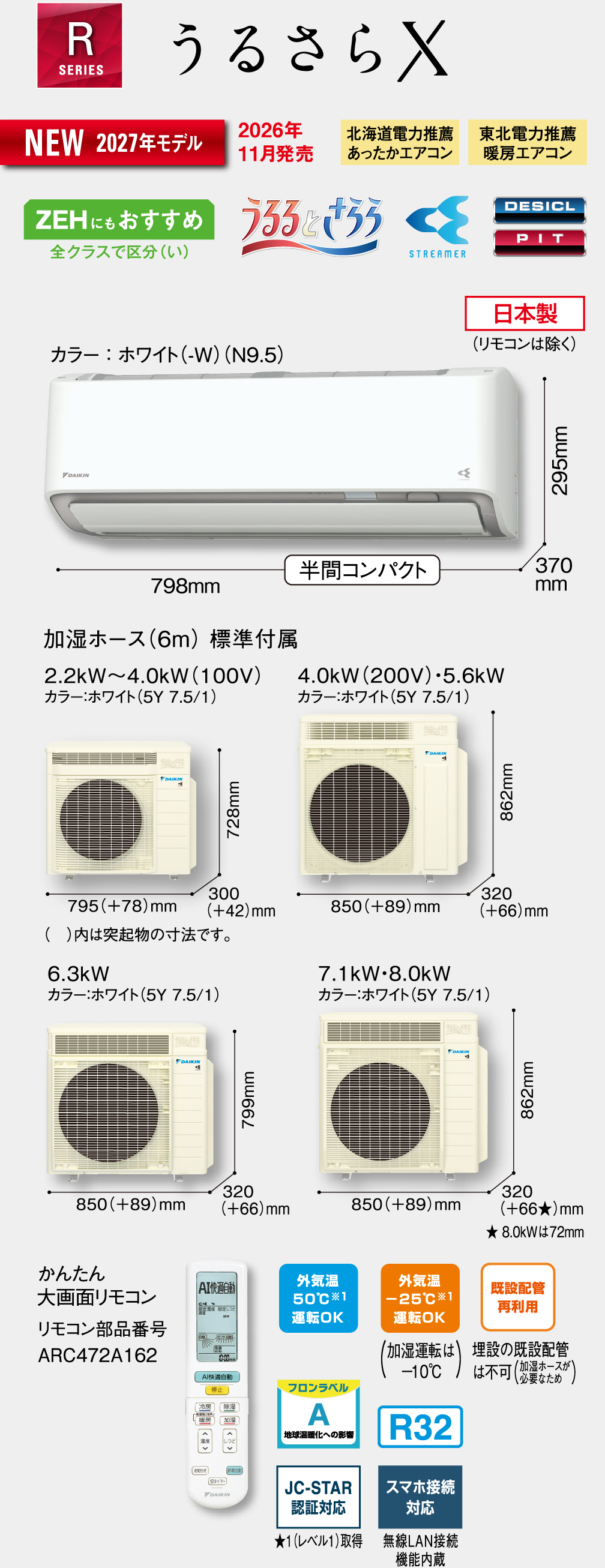 2027年モデル「うるさらX」新発売 | エアコン | ダイキン工業株式会社